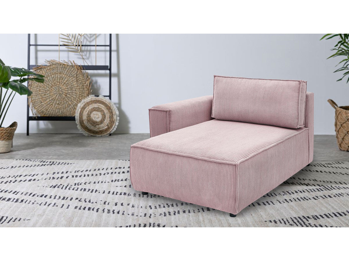 Méridienne avec accoudoir pour canapé modulable NIHAD tissu velours côtelé