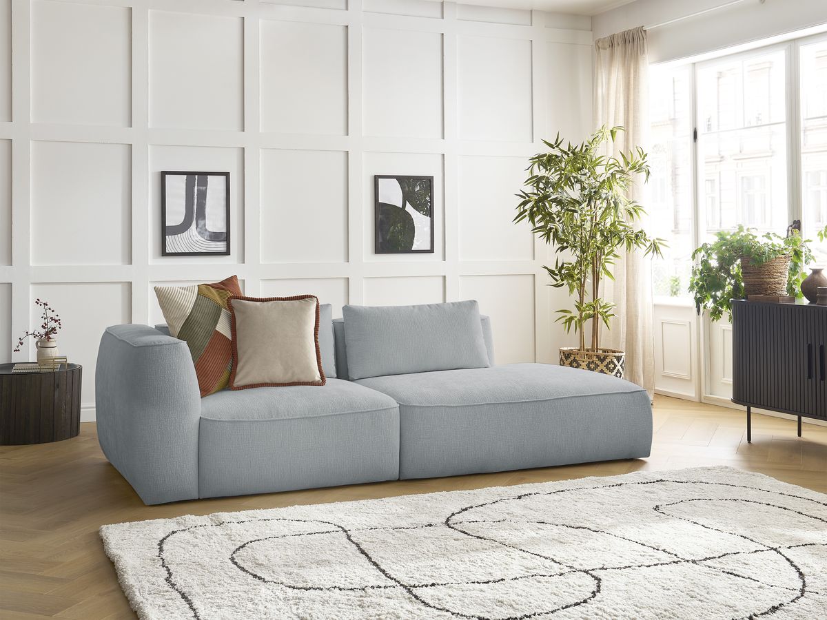 LEOPOLD vaste 3-zits rechte bank in structuurstof
