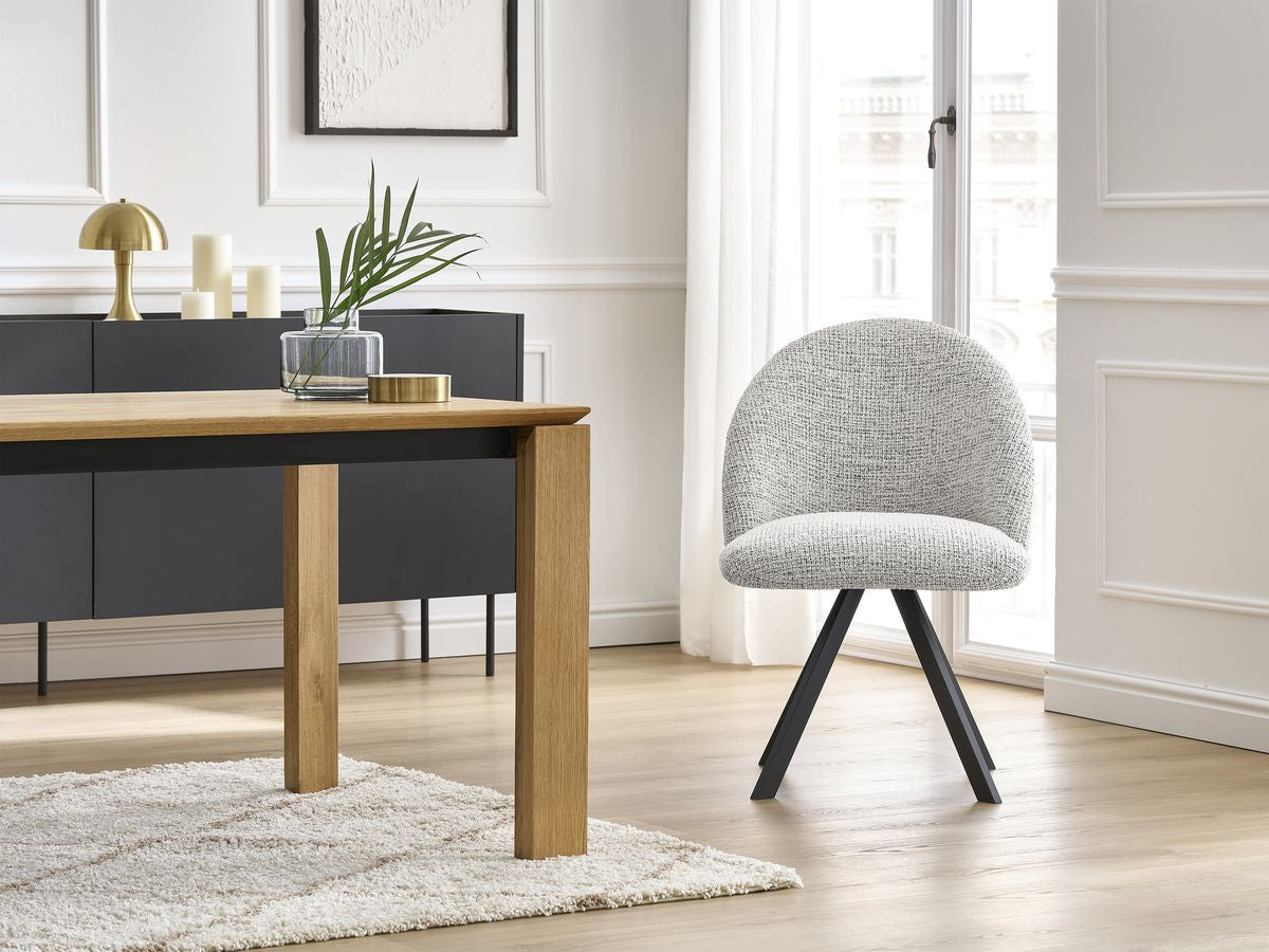 Chaise LALIE tissu chiné et pieds étoile
