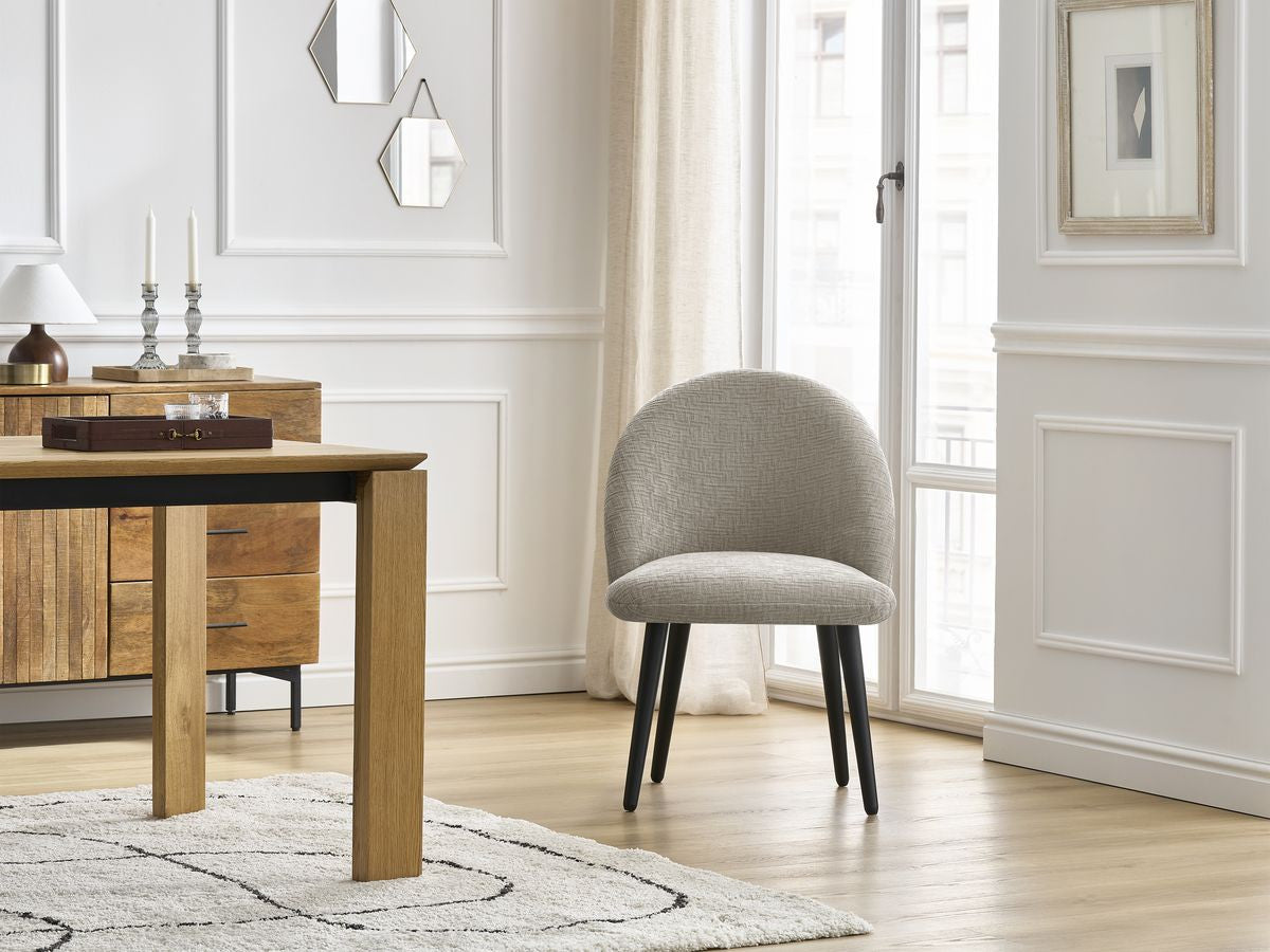 Chaise LALIE tissu texturé et pieds scandinaves noirs