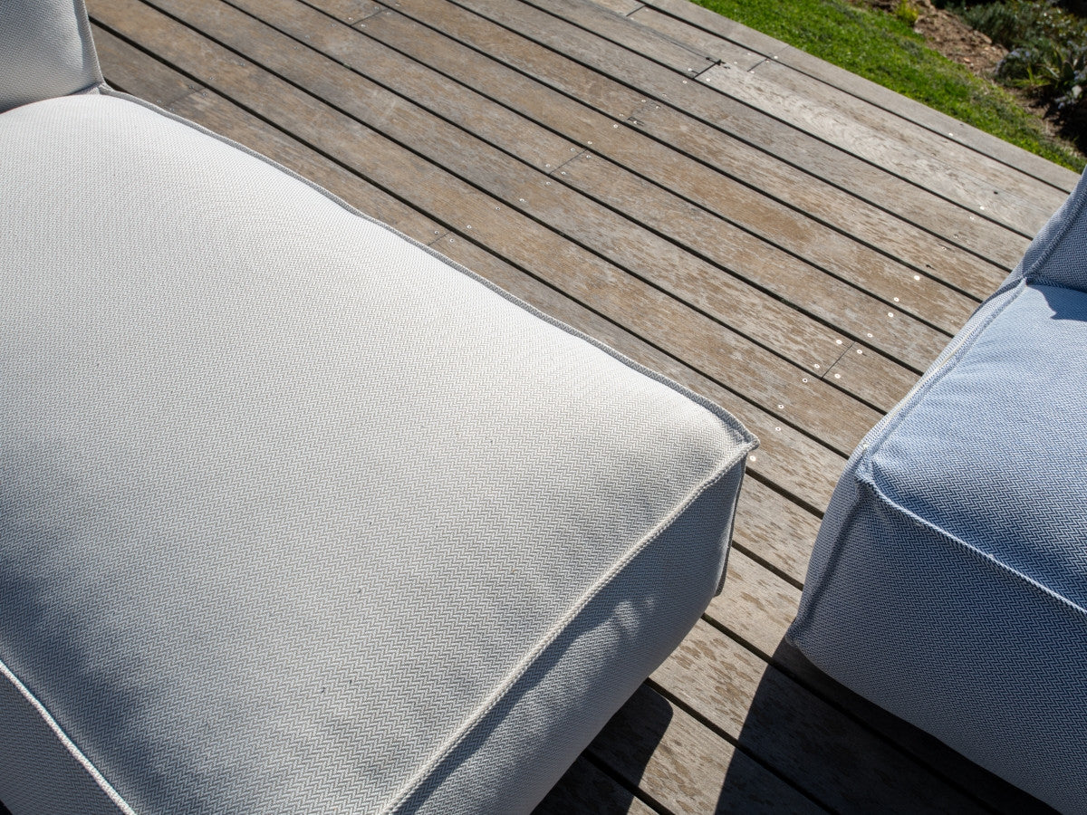 Modulaire tuinbank BIARRITZ met beschermhoes, 1 2-zits loungestoel en 2 chaise longues