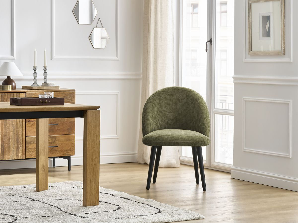 Lot de chaises LALIE tissu texturé et pieds scandinaves noirs