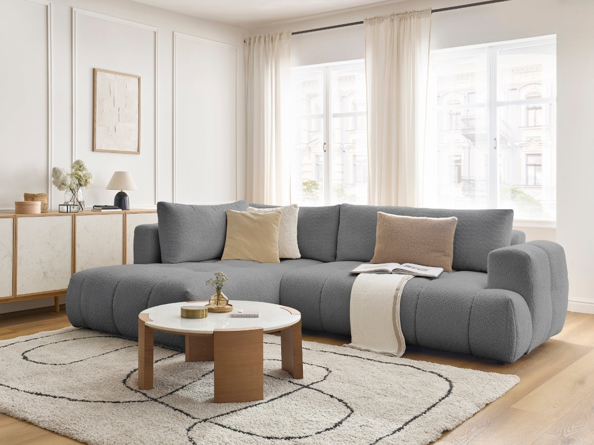 Canapé d'angle L convertible FUJI tissu bouclette