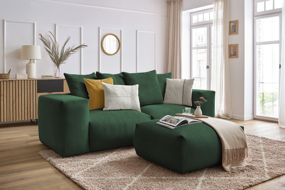 Canapé droit fixe modulable VOLTAIRE avec pouf