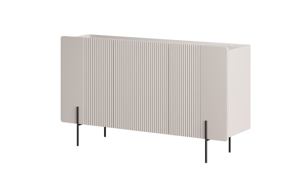 Ensemble MATHILDE avec buffet 150 cm + meuble TV 150 cm plateau effet marbre et pieds noirs