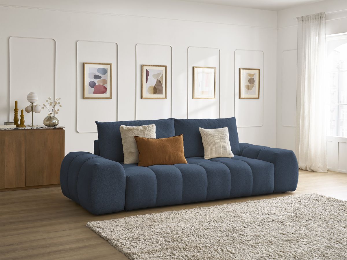 Canapé droit convertible coffre EVEREST tissu chiné