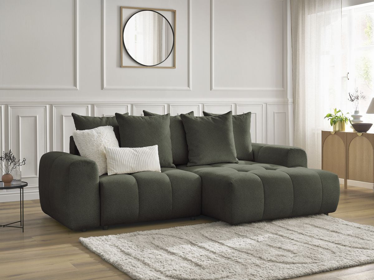 Canapé d'angle convertible coffre ROXELANE tissu chiné