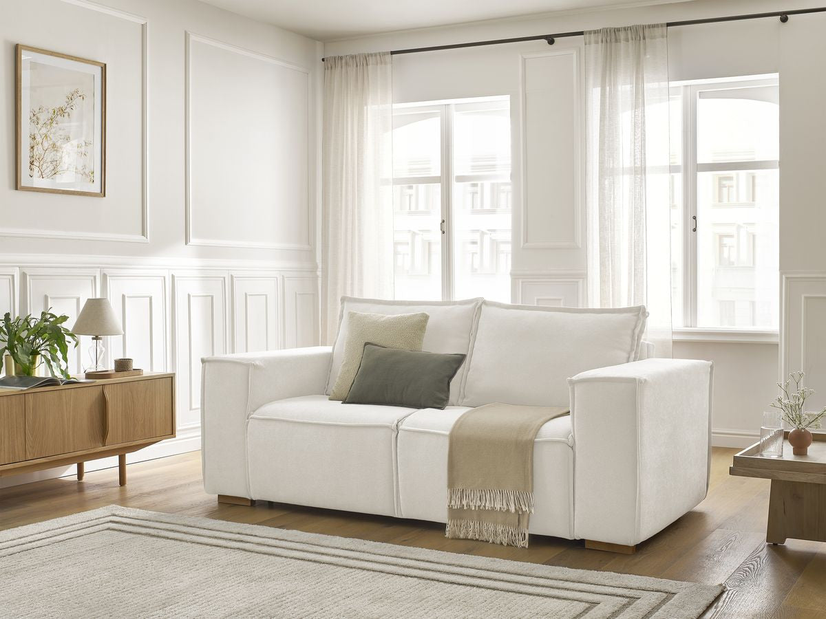 Canapé droit convertible CHELSEA ouverture express tissu texturé