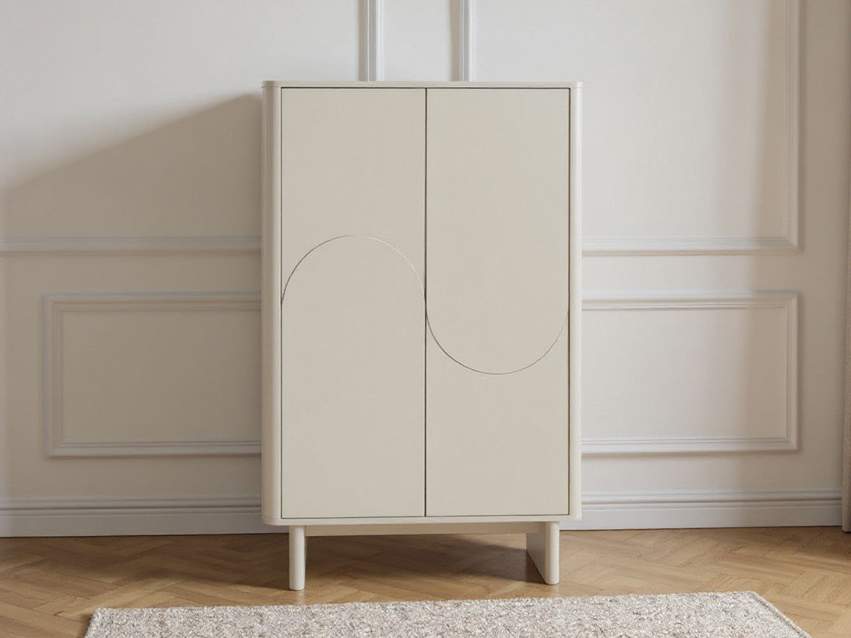 ESTEBAN 2-deurs hoog dressoir 80 cm geometrische vormen