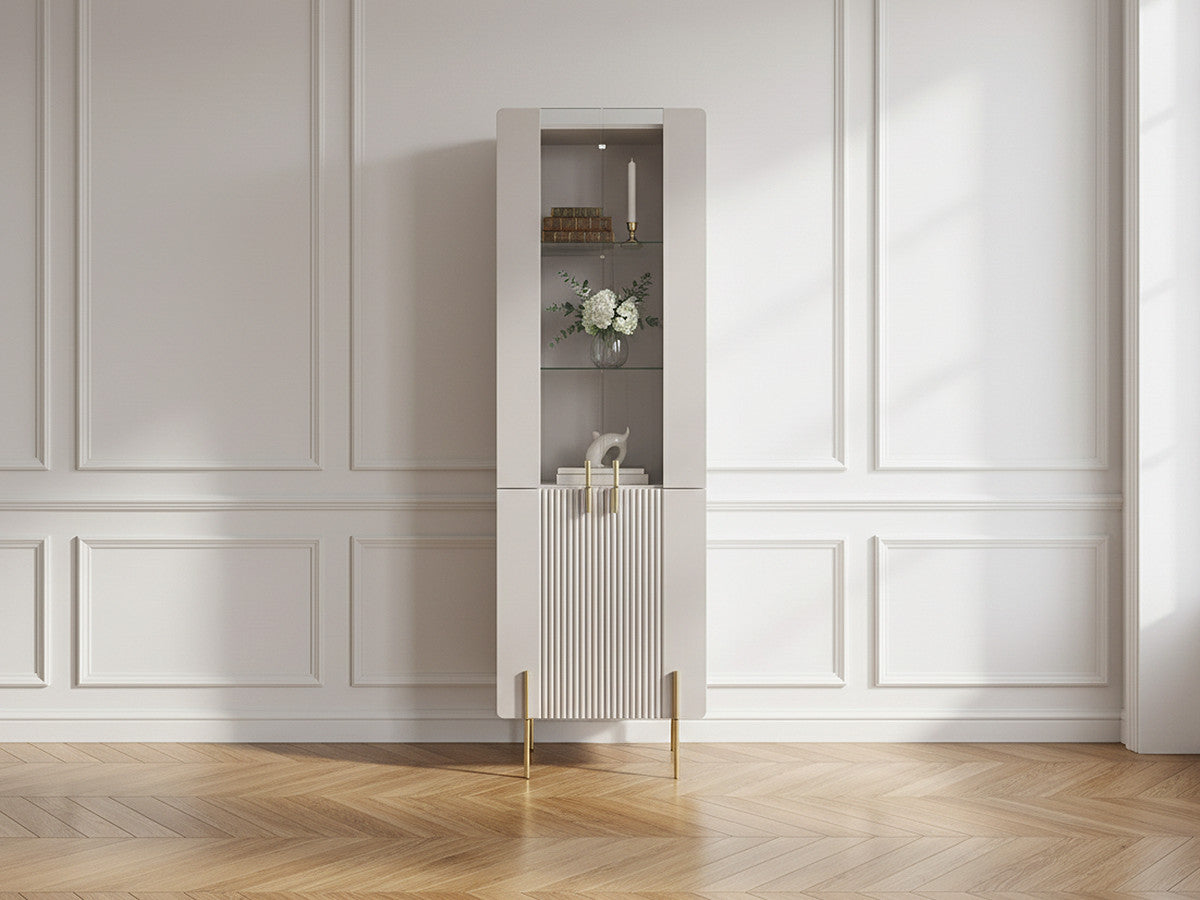 Meuble vitrine 2 portes H.190 cm MATHILDE pieds or