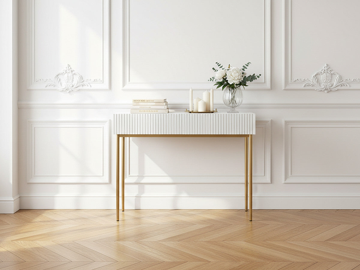 Console 2 tiroirs KASHA Pieds or