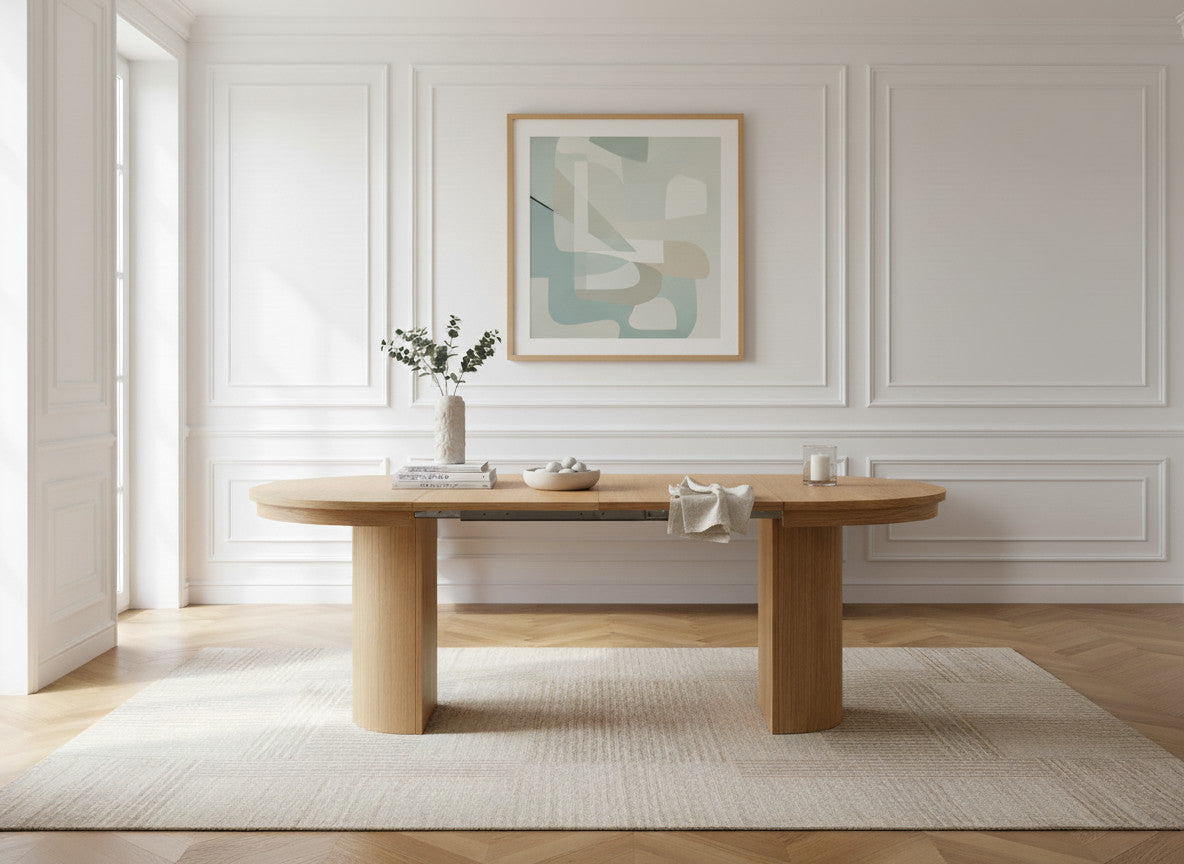 PRADO uitschuifbare ronde eettafel 110 tot 210 cm massief eiken fineer