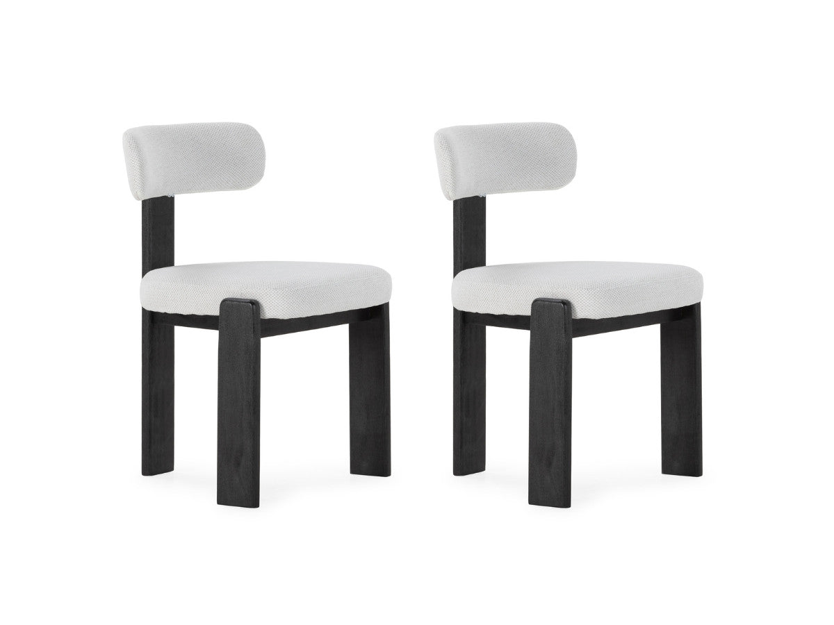 Set van 2 stoelen TANYA in massief zwart eikenhout en getextureerde stof