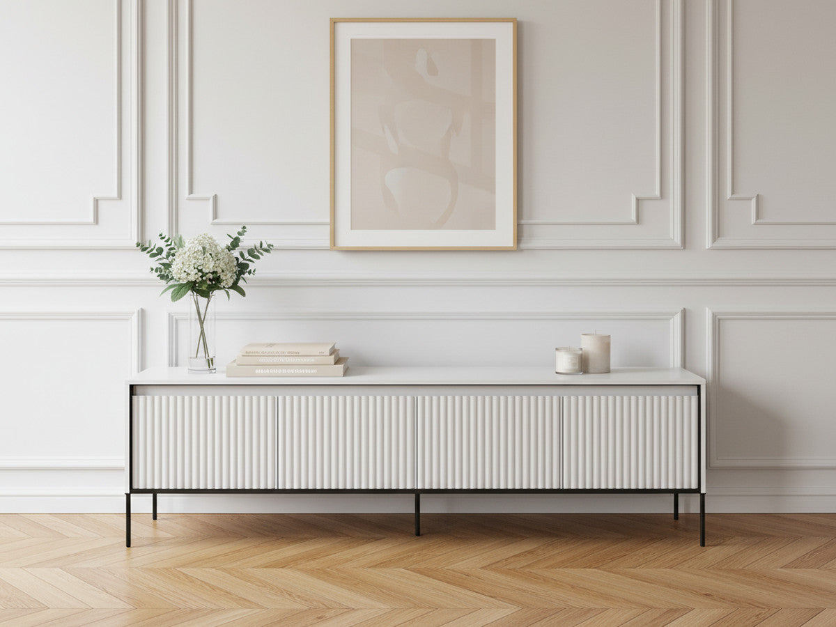 LENARA 4-deurs tv-meubel 193 cm met lamellen en led's