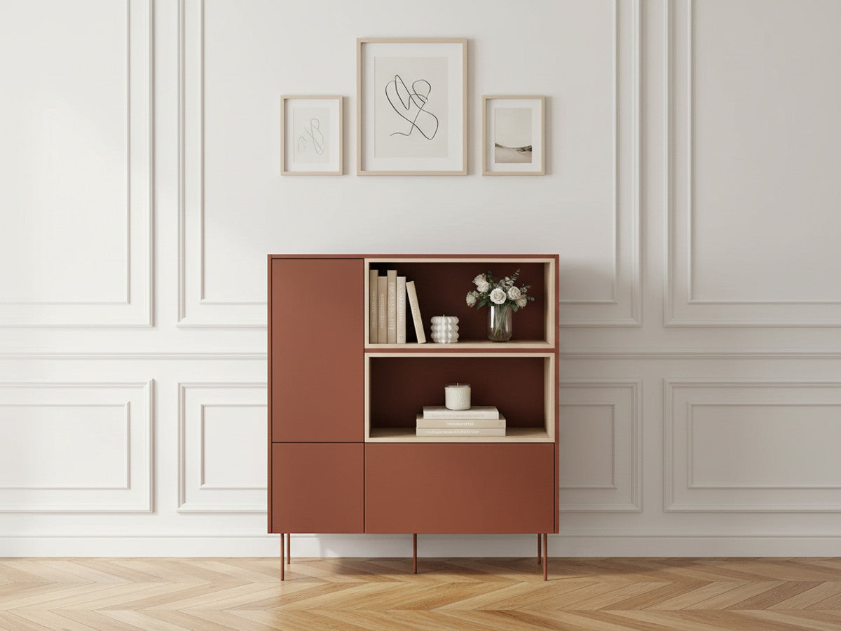 ATLAS 120 cm 2-deurs hoog dressoir met nissen