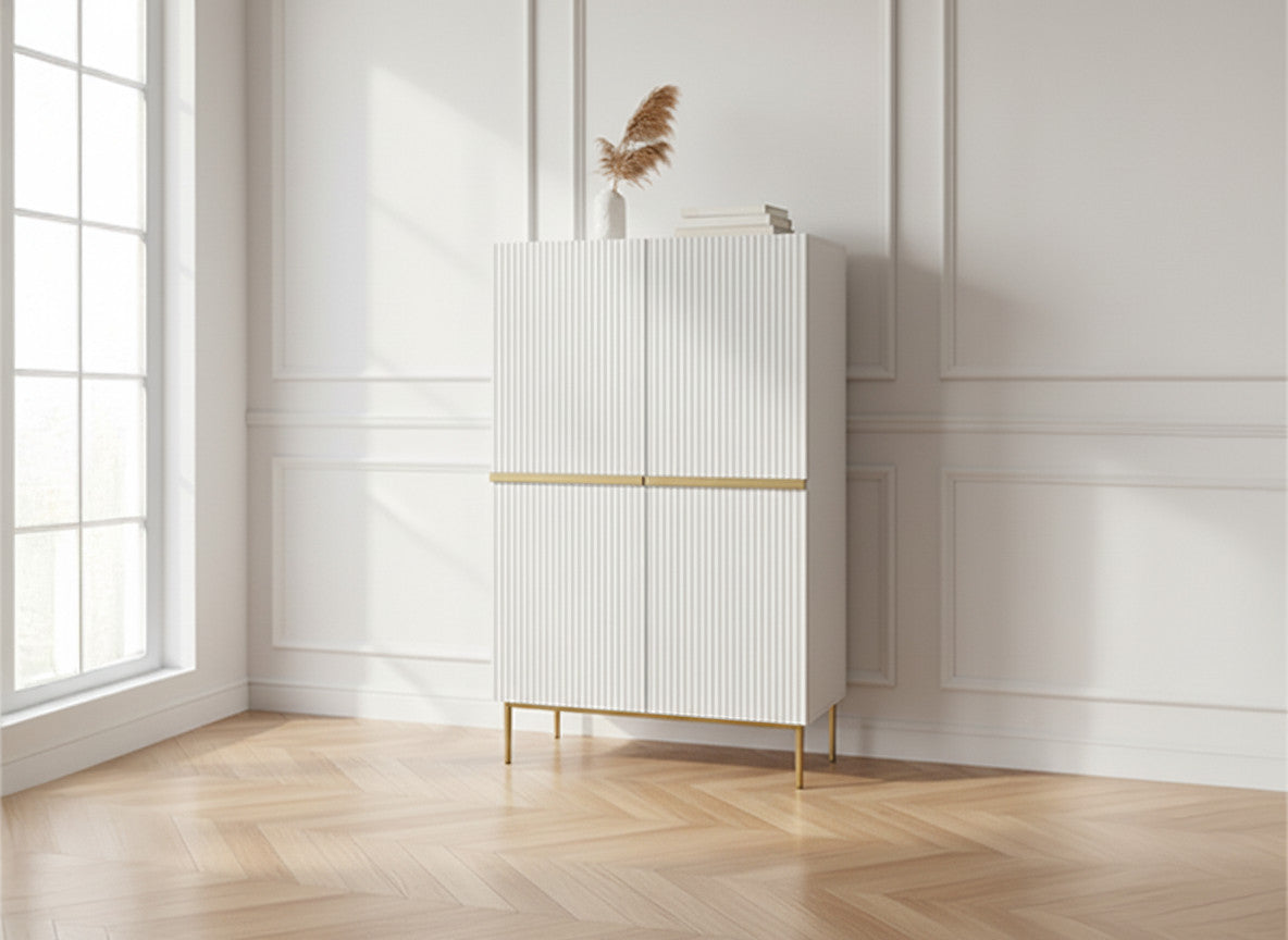 KASHA 100 cm 2-deurs hoog dressoir met gouden poten