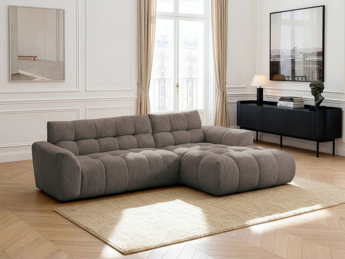 Canapé d'angle fixe JAYA tissu chenille