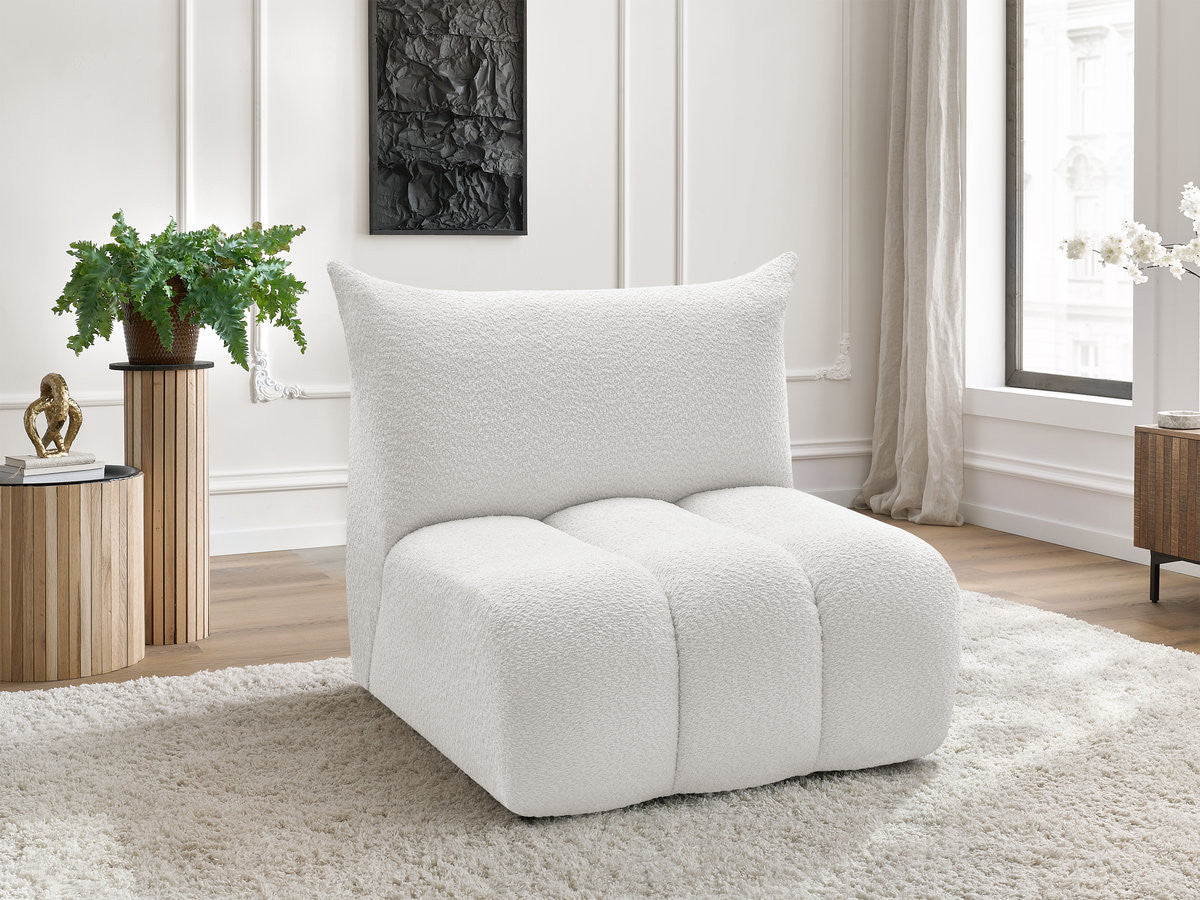 Chauffeuse 1 place sans accoudoir pour canapé modulable AZRA tissu bouclette