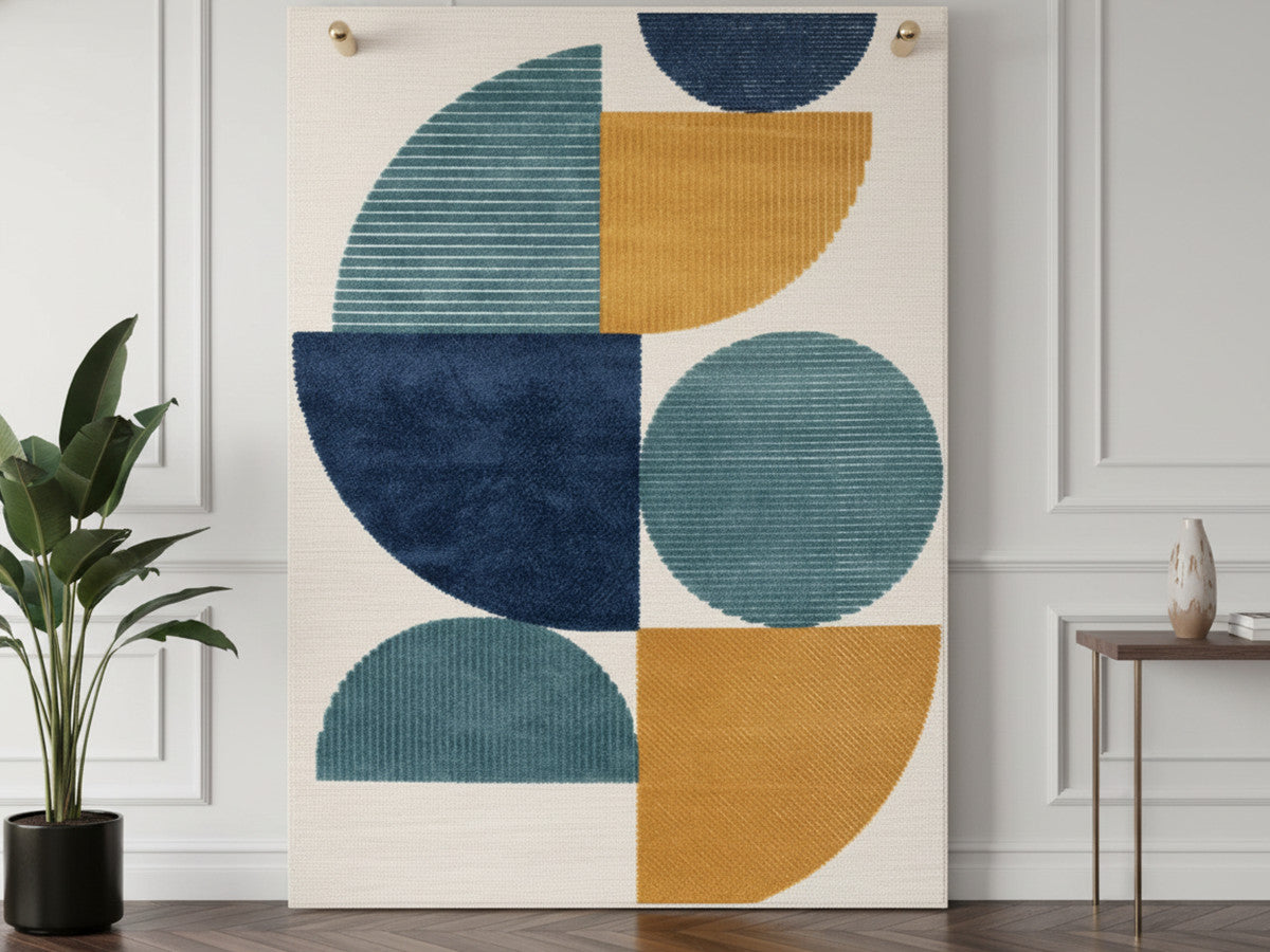 Tapis poils ras ELOI motif abstrait