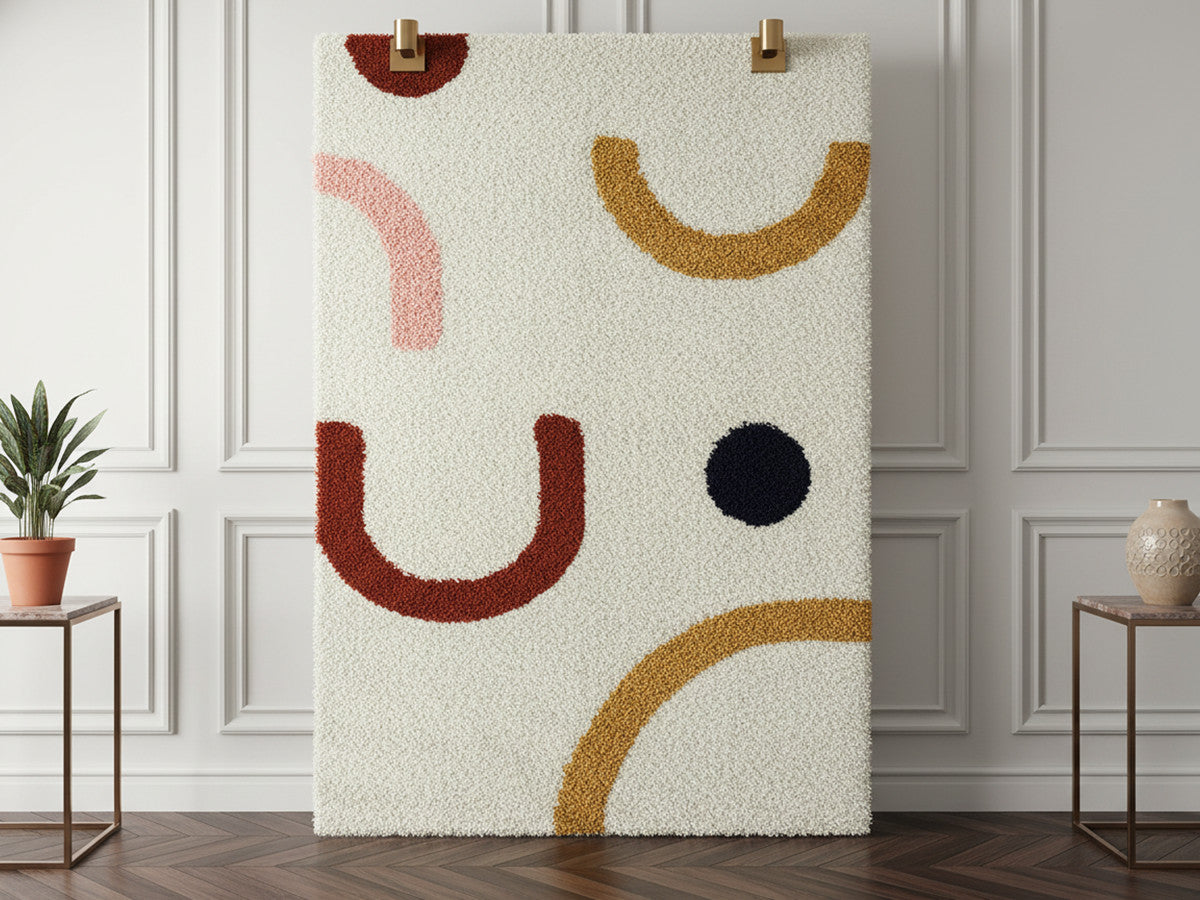 LOUNA shaggy vloerkleed met abstract patroon