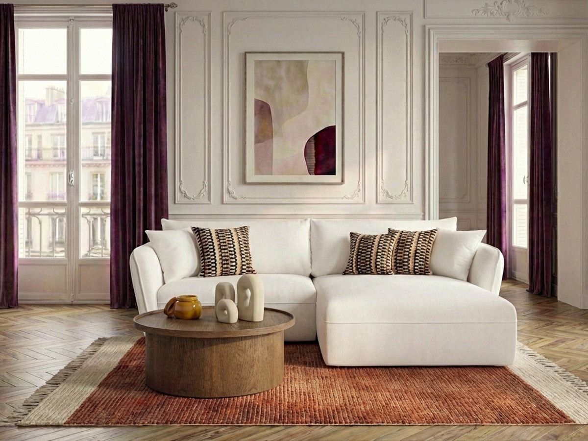 Canapé d'angle fixe LUIGI tissu texturé