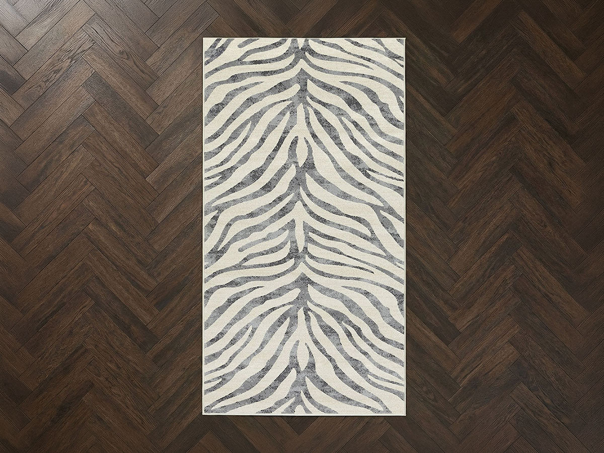 Tapis de couloir poils ras ZORA motif zèbre