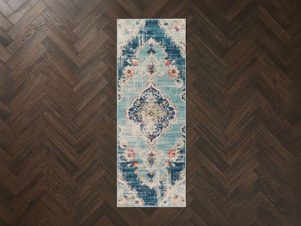Tapis de couloir poils ras RUMI motif oriental