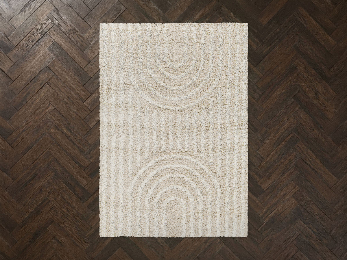 KIMU hoogpolig vloerkleed met abstract patroon