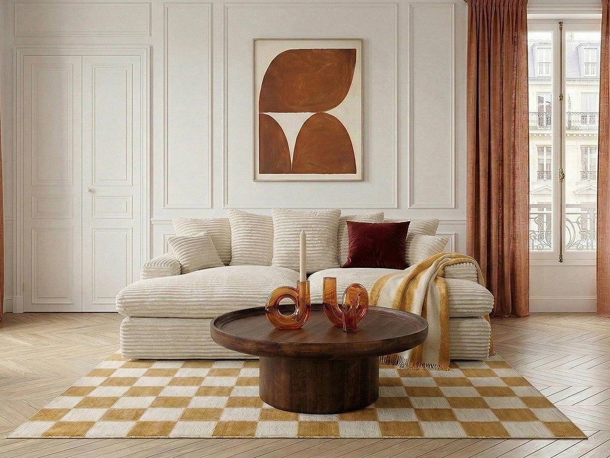 3-zits love seat NEVADA met diepe zitting in zachte grove ribstof