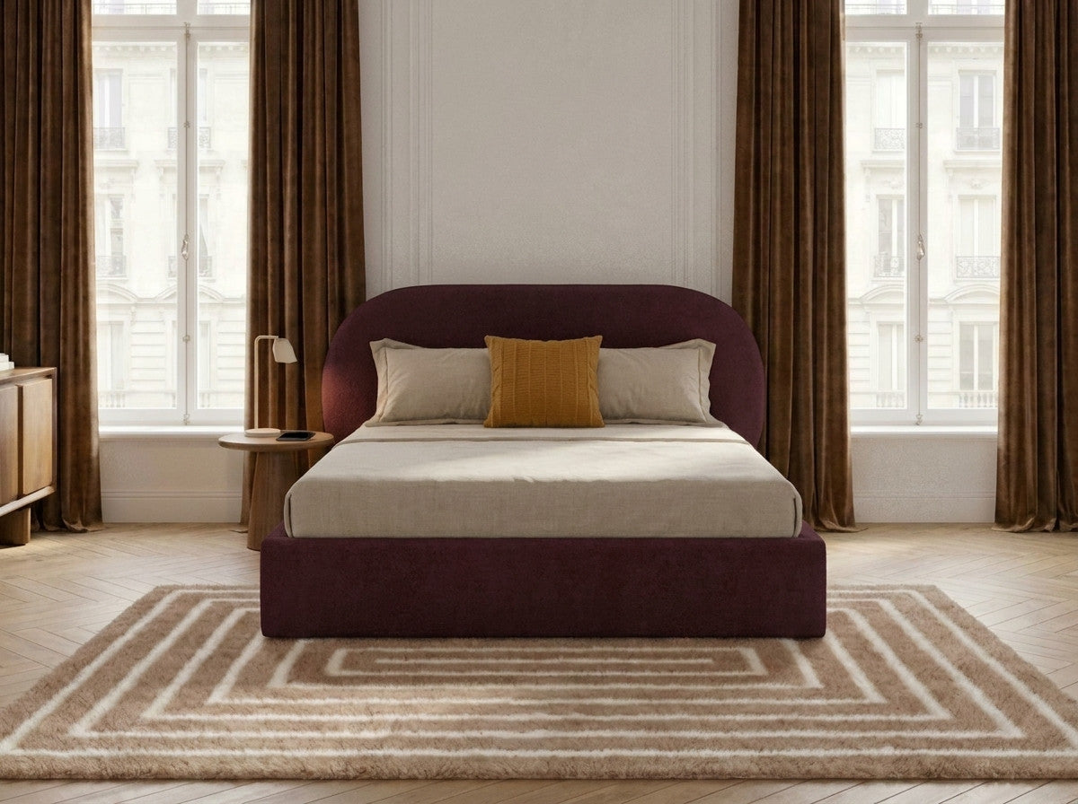 Lit coffre SELIN tissu bouclette