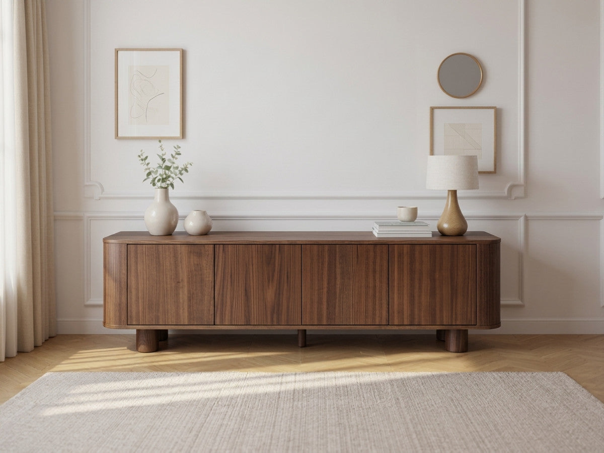 MALO 4-deurs tv-meubel 180 cm massief eiken fineer
