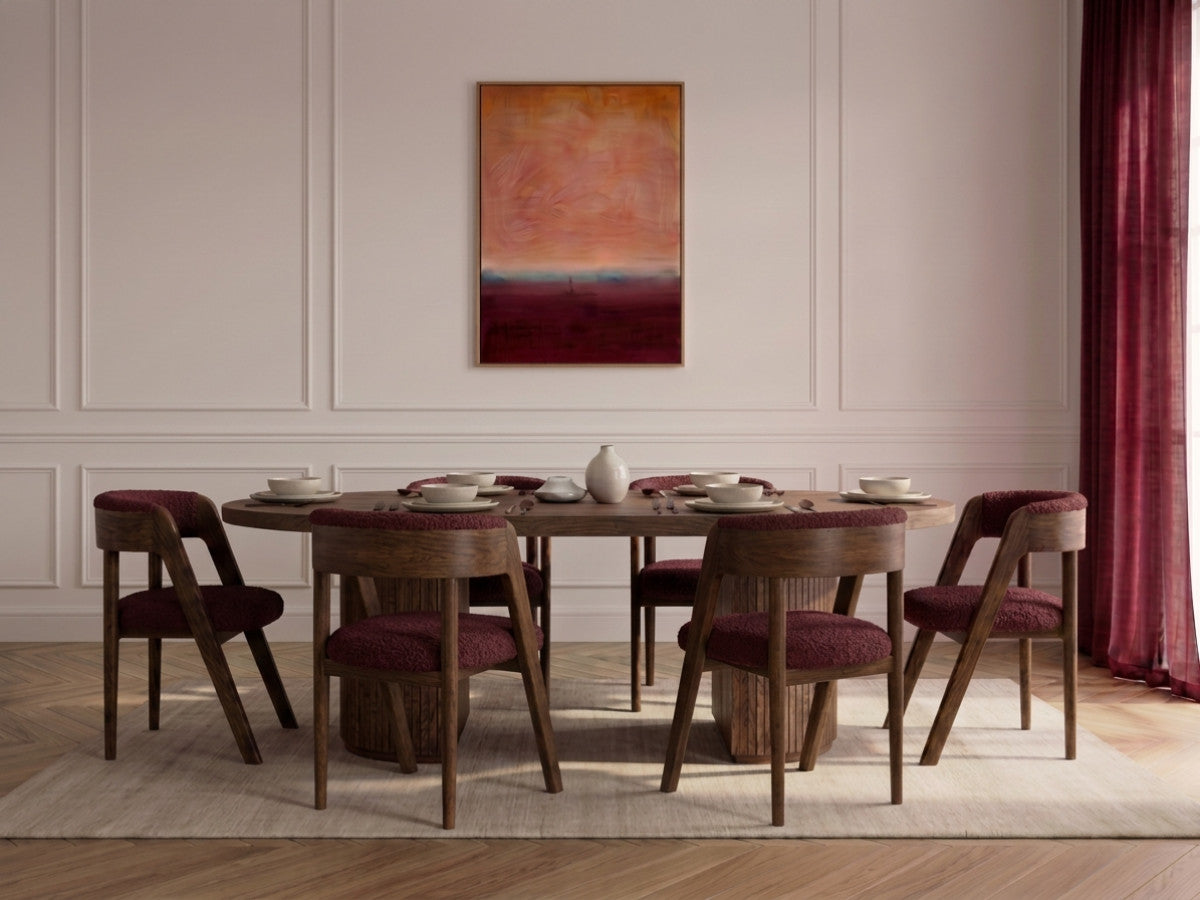 Ensemble PRADO avec table à manger extensible 120 à 204 cm + lot de chaises BASTIDE placage chêne massif