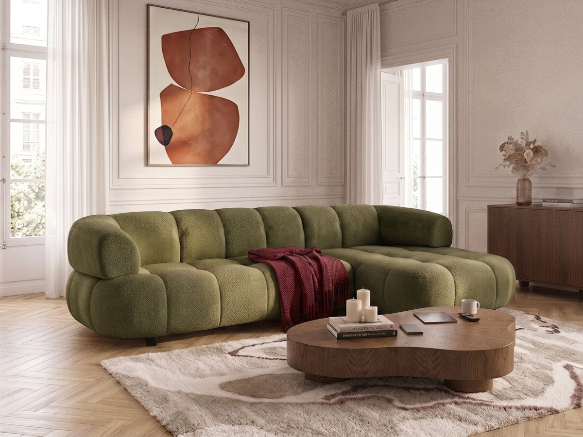 Canapé d'angle convertible avance-recule électrique LOVELY tissu chenille