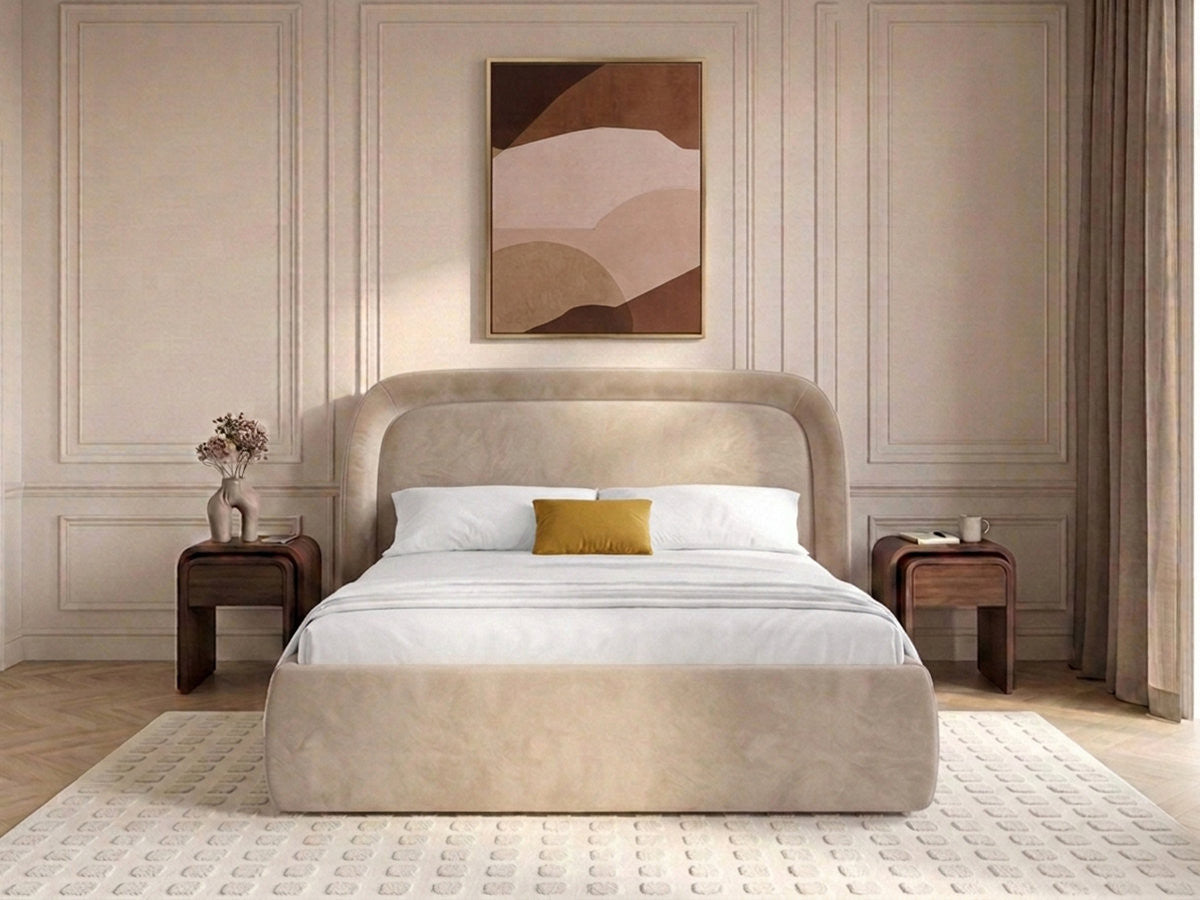 Lit coffre SAM tissu velours lisse