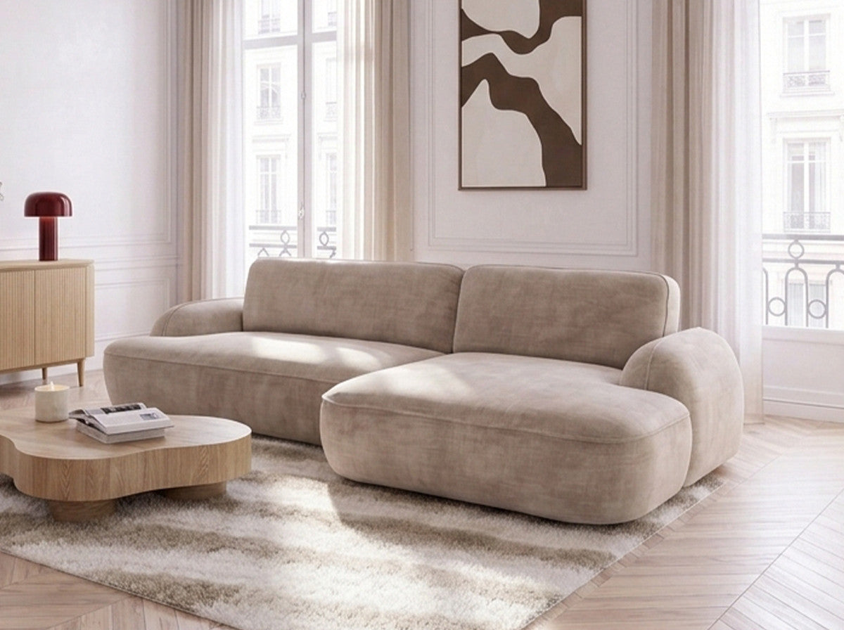 Canapé d'angle convertible CELESTE tissu lisse