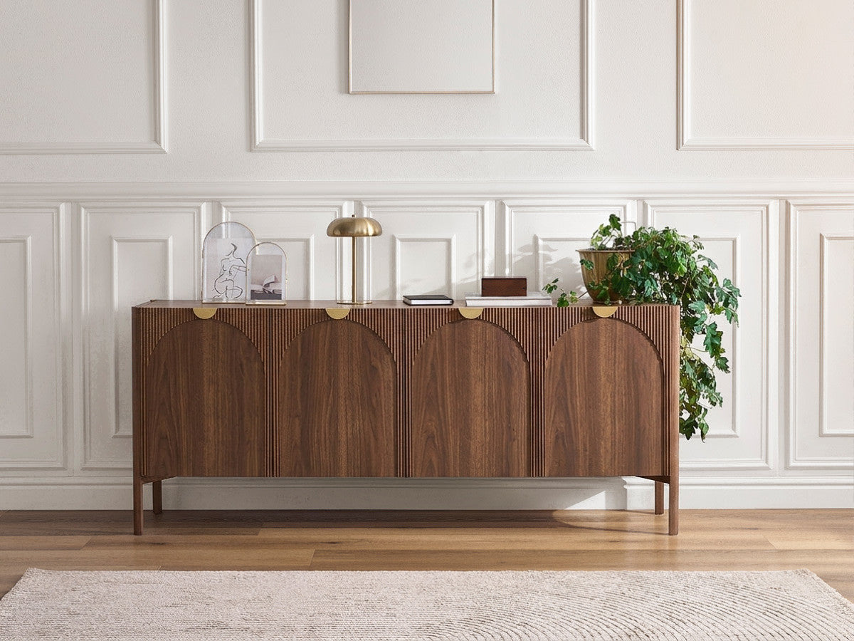 LOLA 4-deurs dressoir 178 cm afgerond patroon en massief essenfineer