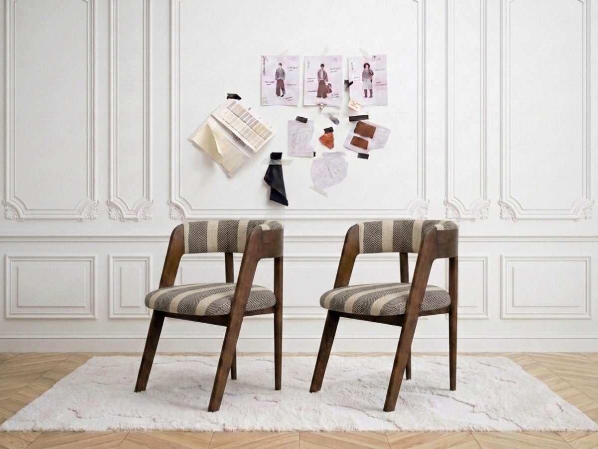 Set van BASTIDE-stoelen van gestreepte stof