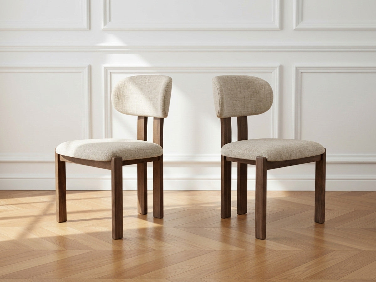 Set van 2 VALENTINE-stoelen van massief beukenhout en gestructureerde stof