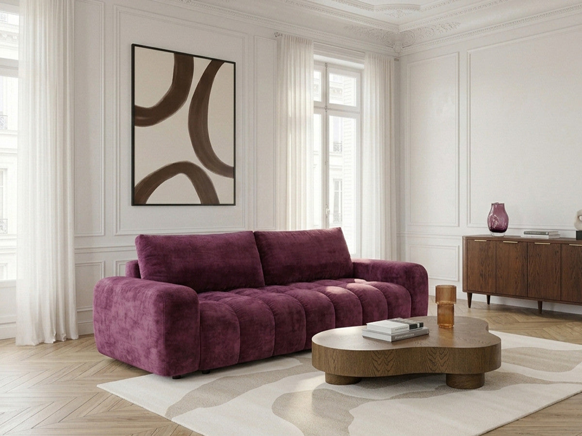 Canapé 3 places convertible JULES tissu lisse