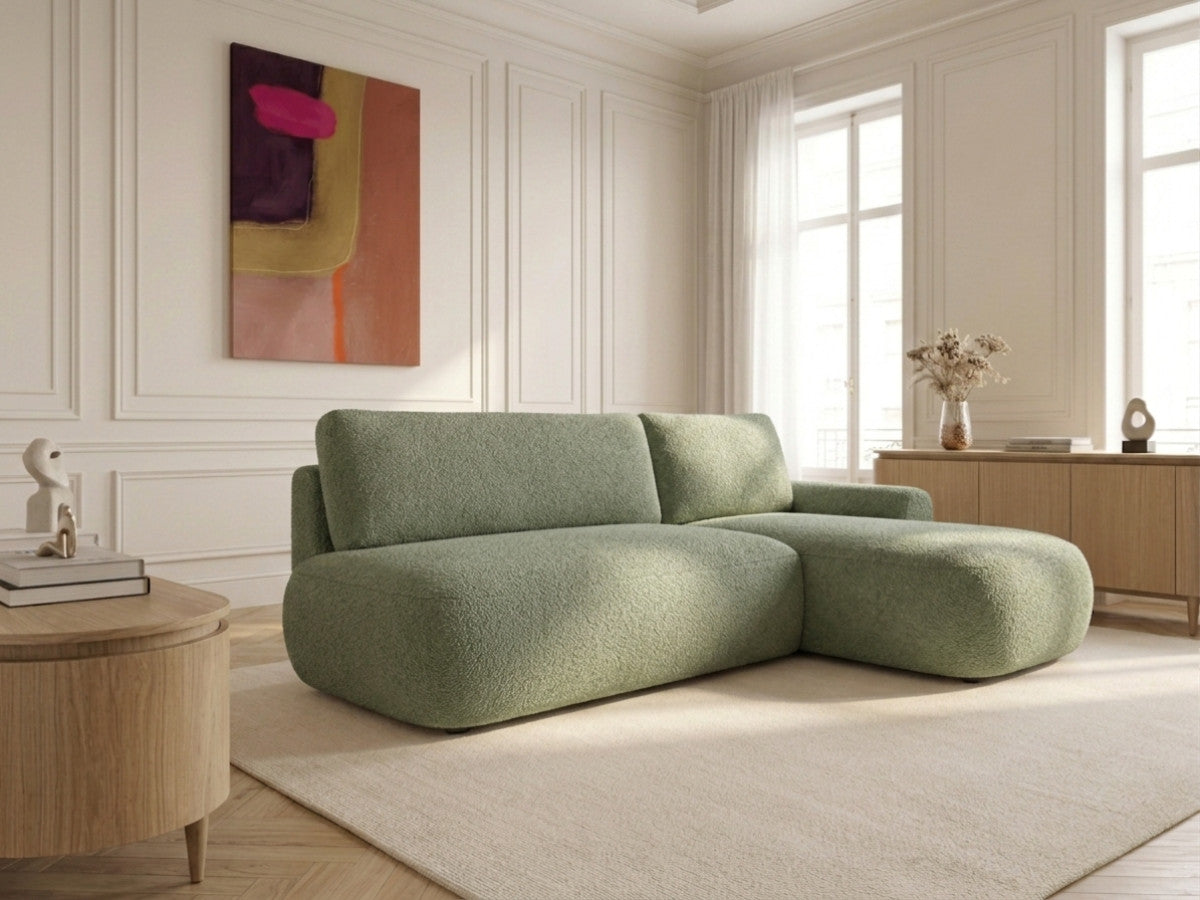 Canapé d'angle convertible TANGO tissu bouclette