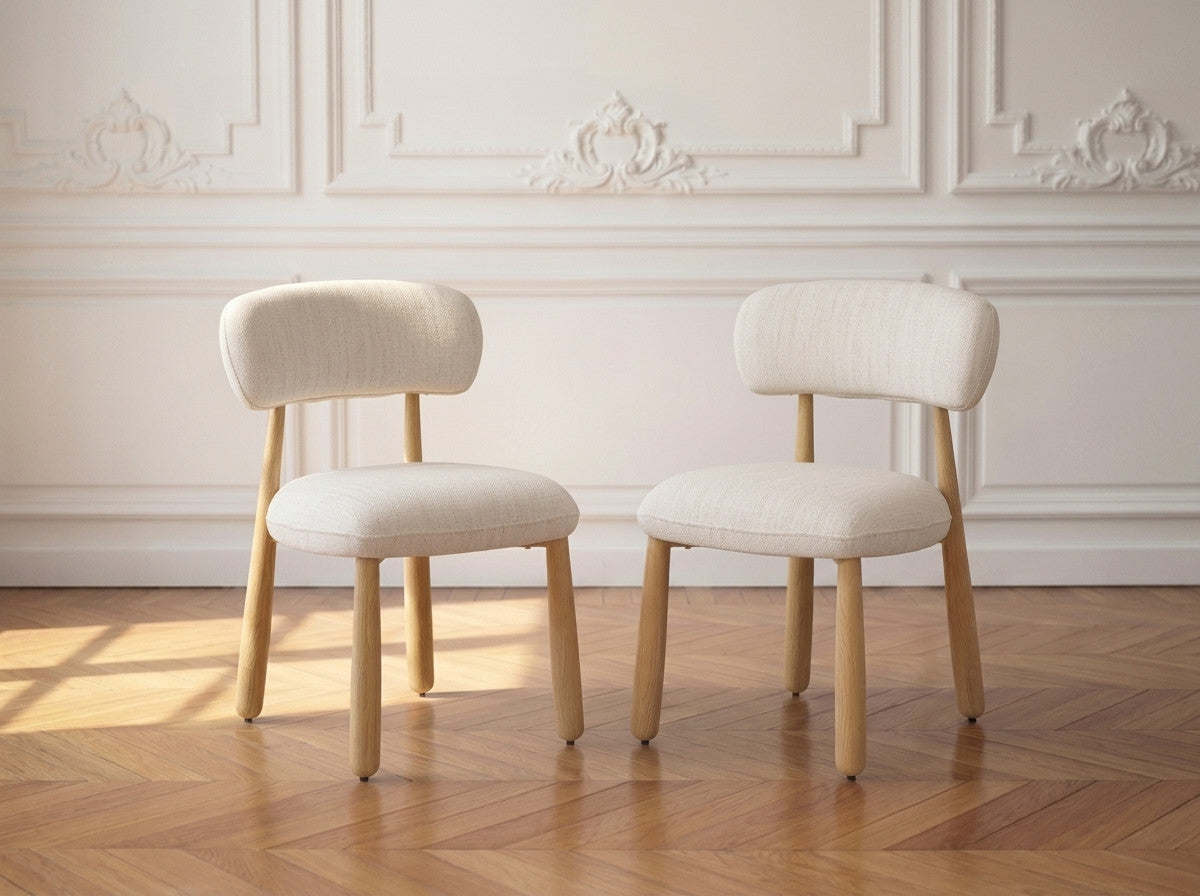 Lot de 2 chaises DAUPHINE tissu texturé et pieds effet chêne