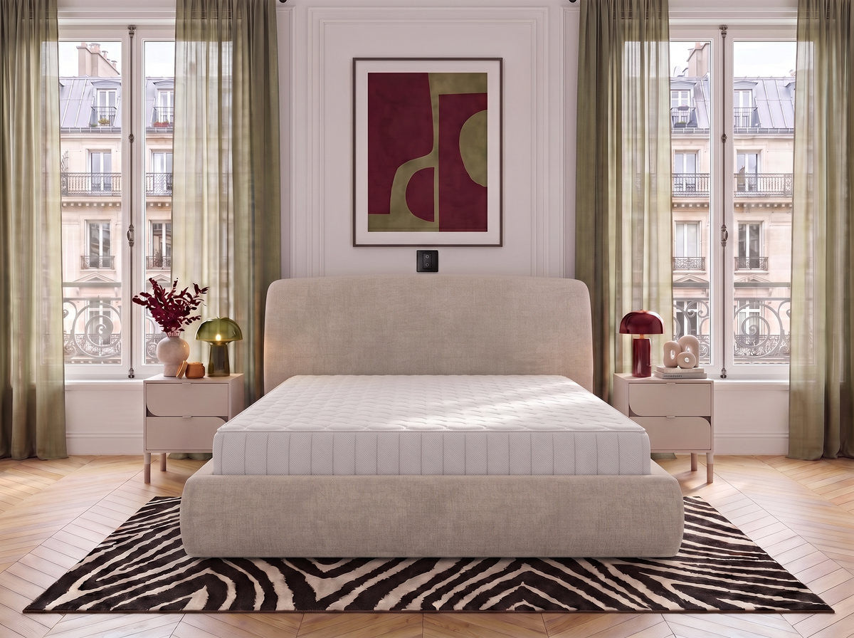 Set met elektrisch opbergbed ELIXA in gestructureerde stof + matras