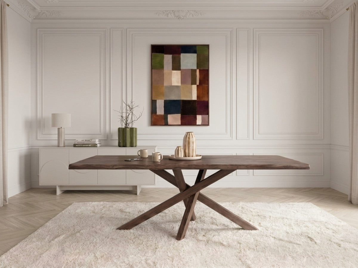 Verlengbare eettafel TOM donker massief eikenhout