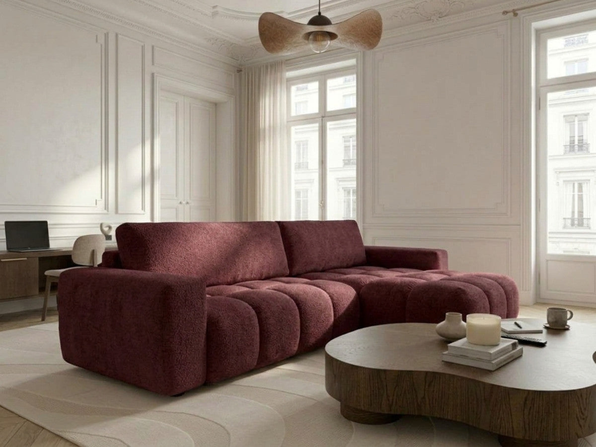 Canapé d'angle réversible convertible JULES tissu lisse