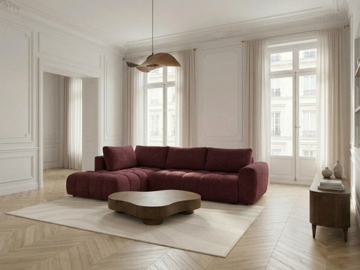Canapé d'angle L convertible JULES tissu lisse