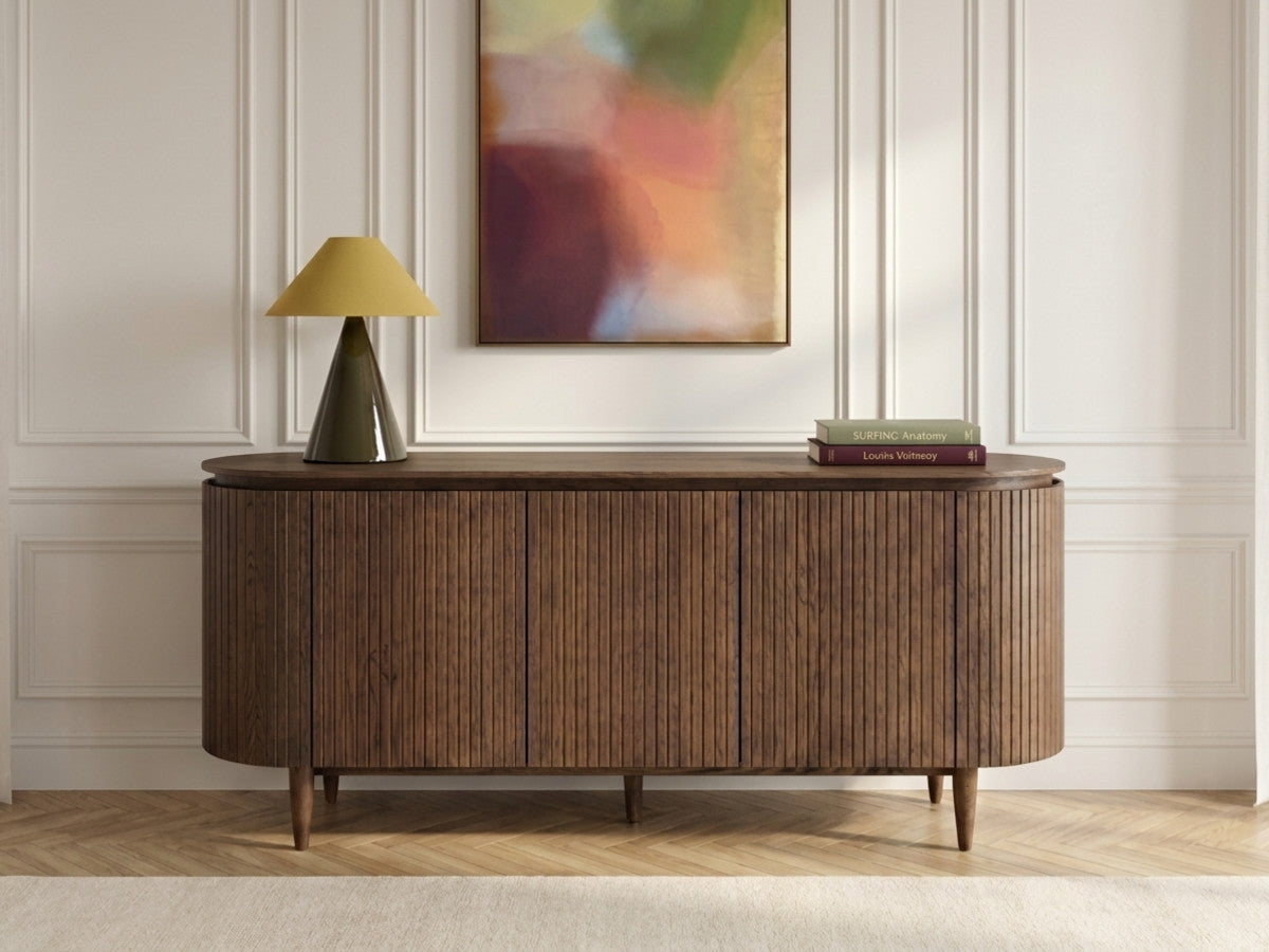 SORMIOU 5-deurs dressoir 180 cm massief eiken fineer