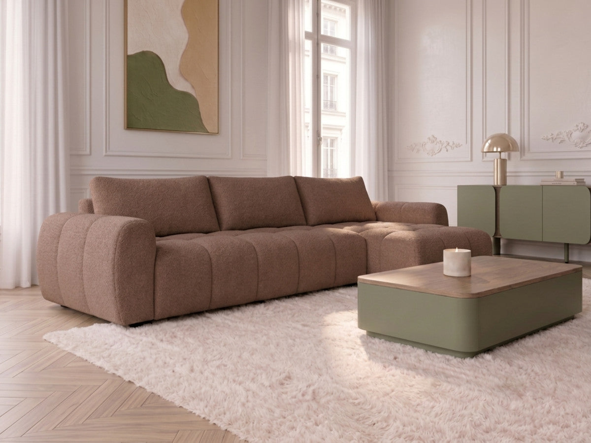 Canapé d'angle réversible convertible coffre FUJI ouverture express tissu chiné