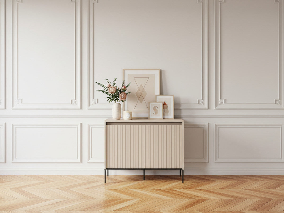 Buffet 2 portes 100 cm LENARA avec tasseaux et LED