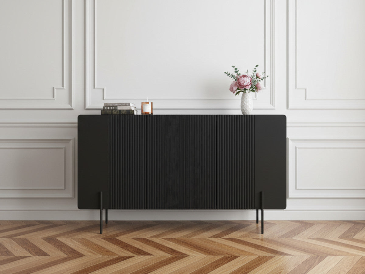 Buffet 3 portes 150 cm MATHILDE pieds noirs