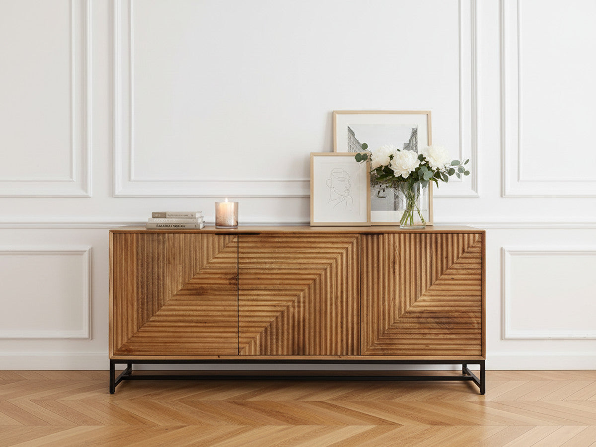 Buffet 3 portes 170 cm NAOMIE bois massif d'acacia